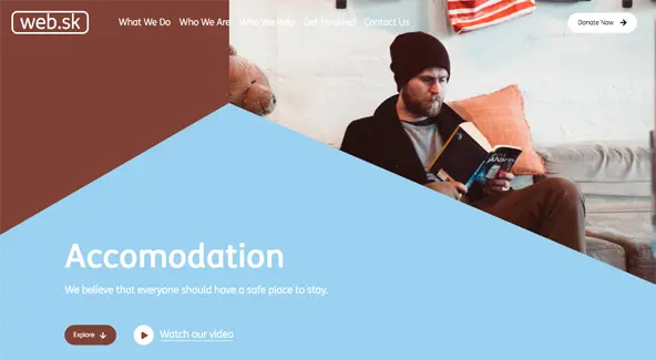 sample homepage for a charity organization
