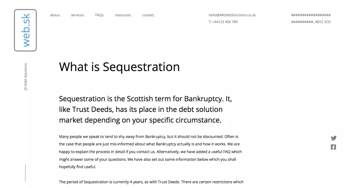 screenshot login page for a debt solutions service