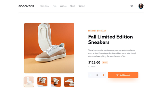 screenshot product page for an e-commerce company